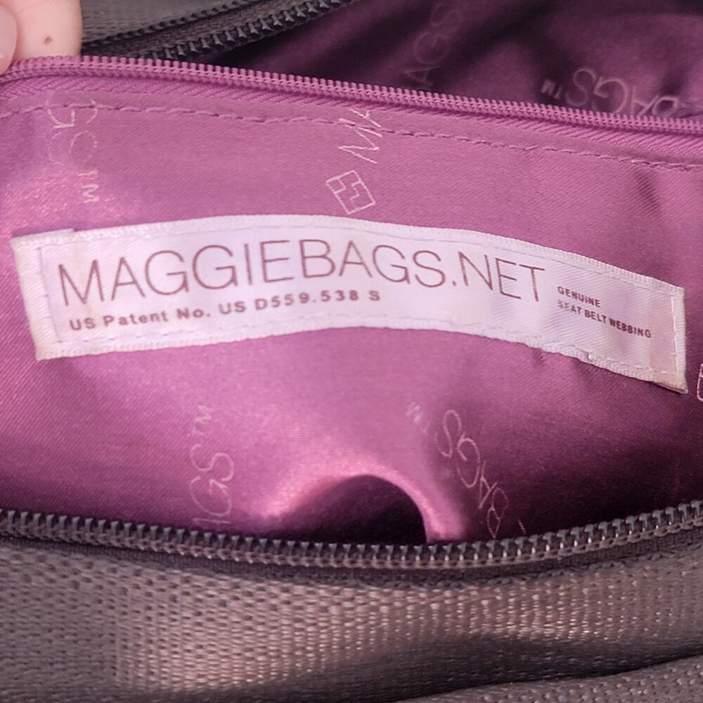 Maggie Bags Recycled Thick Seatbelt Webbing Tote Shoulder Bag Brown Purple 13x9‎ - Picture 14 of 16
